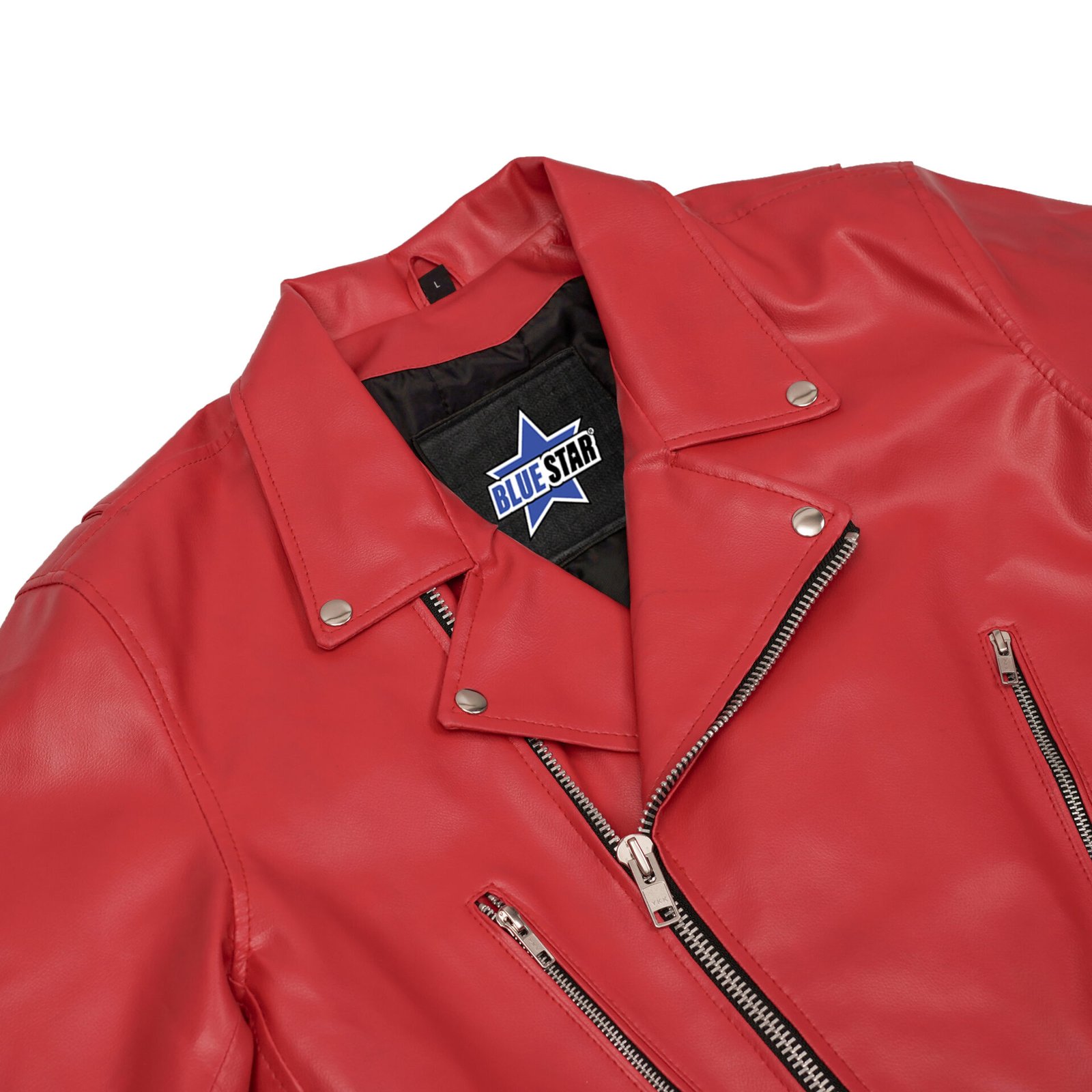 BSM4664 Crimson Firebrand Men’s Faux Leather Motorcycle Jacket - Image 7
