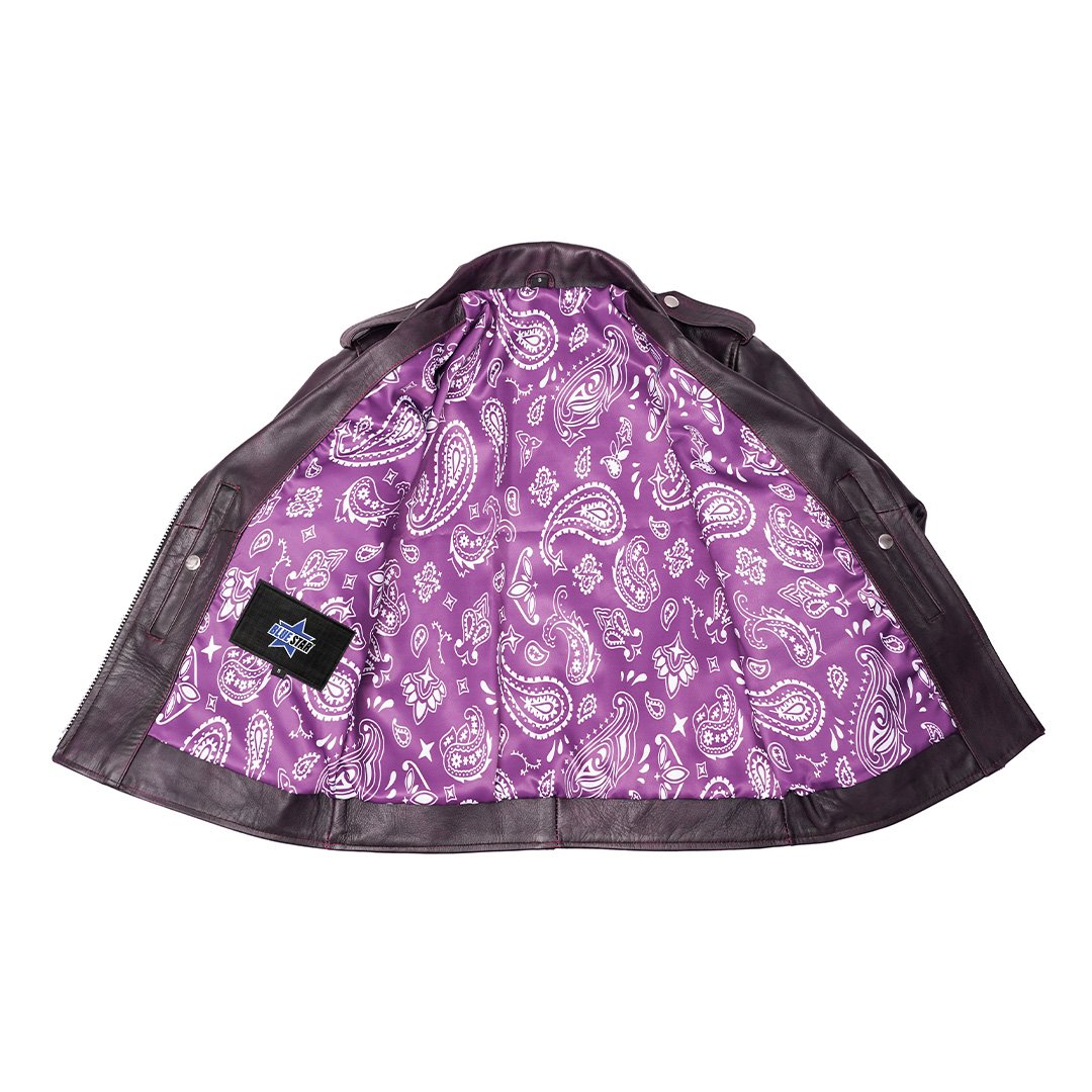BSM4667 Violet Vixen Women’s Leather Motorcycle Jacket - Image 5