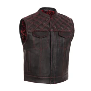BSM5031 Stonewolf Men's Low Cut Motorcycle Leather Vest