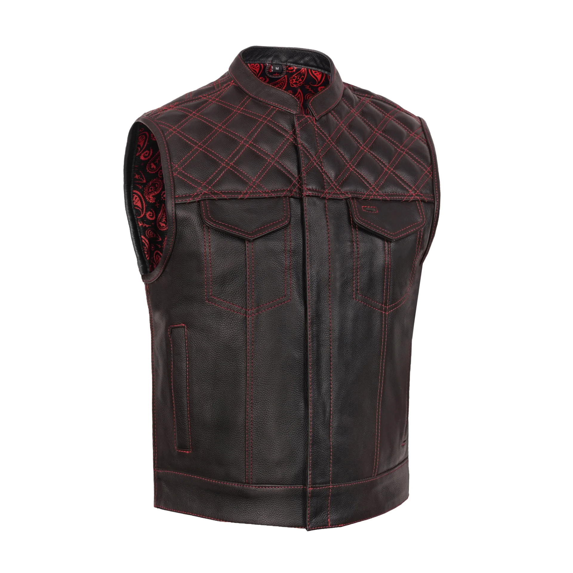 BSM5060 Firedust Men's Motorcycle Leather Vest