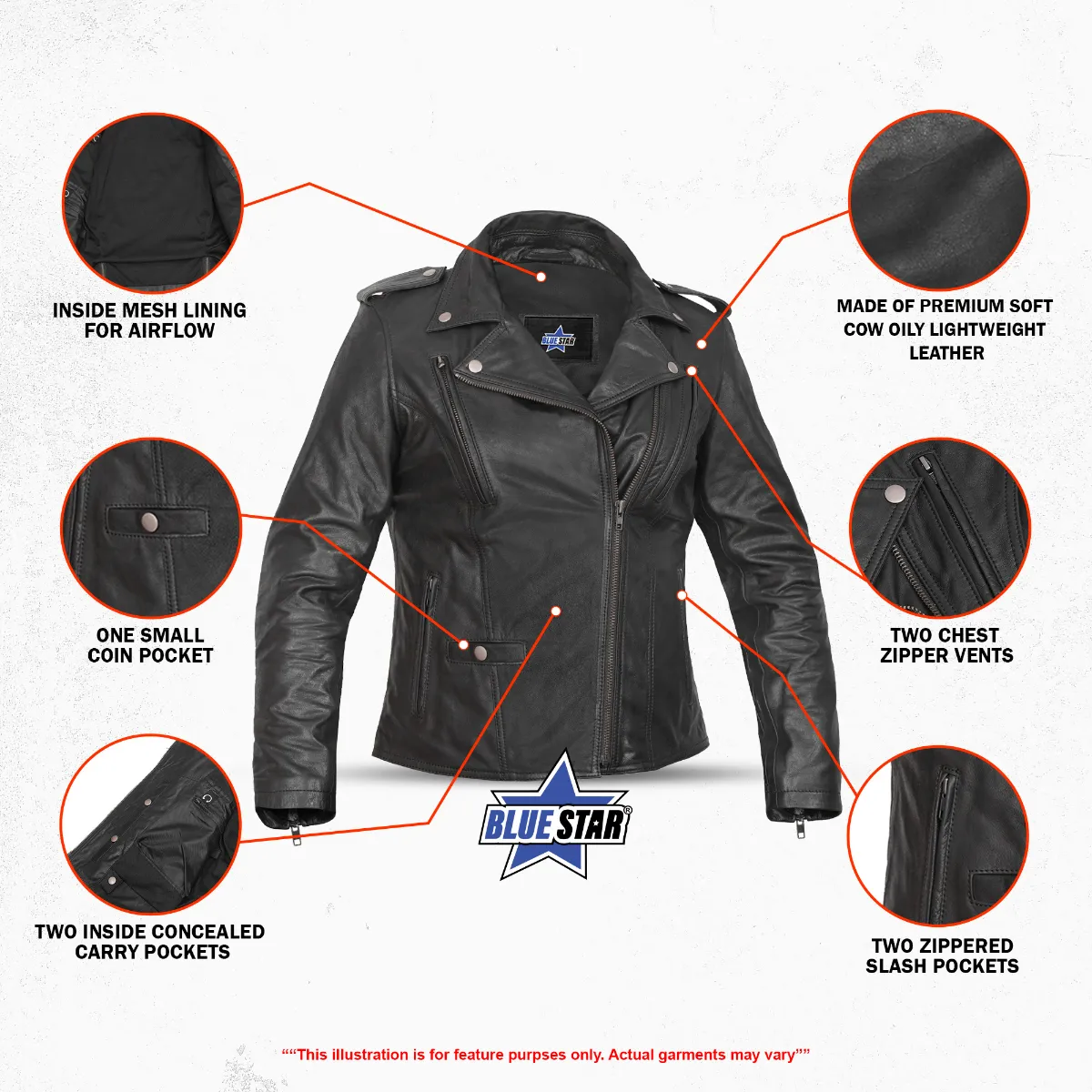 Blazing Dark Women’s Motorcycle Leather Jacket - Image 3