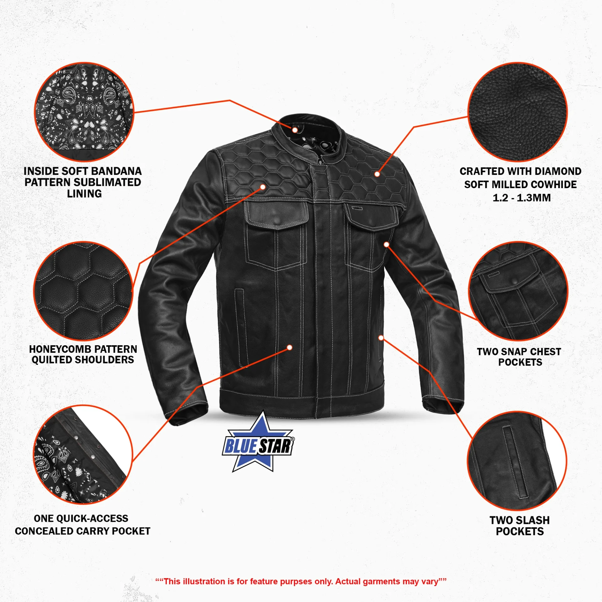 BSM5058 Conall Men's Leather Motorcycle Jacket - Image 3